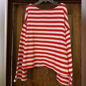 H&M Red and White Striped Sweater, Boatneck, Lightweight XL